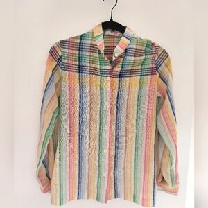 Vintage Sears long sleeve button down rainbow shirt